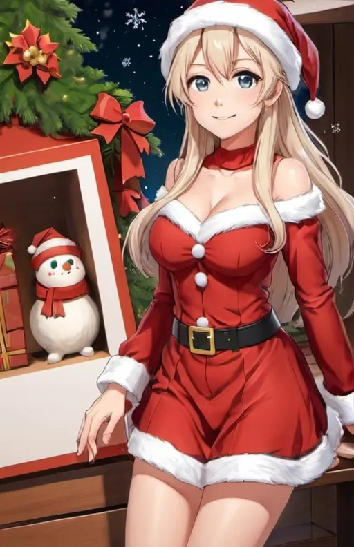 Prompt: cute female santa anime