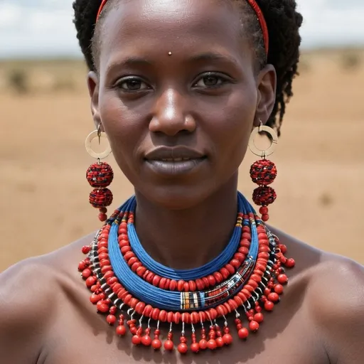 Prompt: that can be worn in multiple ways, such as earrings that can detach a part to transform into a pendant for a necklace.
Use Maasai fabric as the central element that ties different components of the jewelry together, such as beads, metals, and fabrics from other cultures for a global fusion.