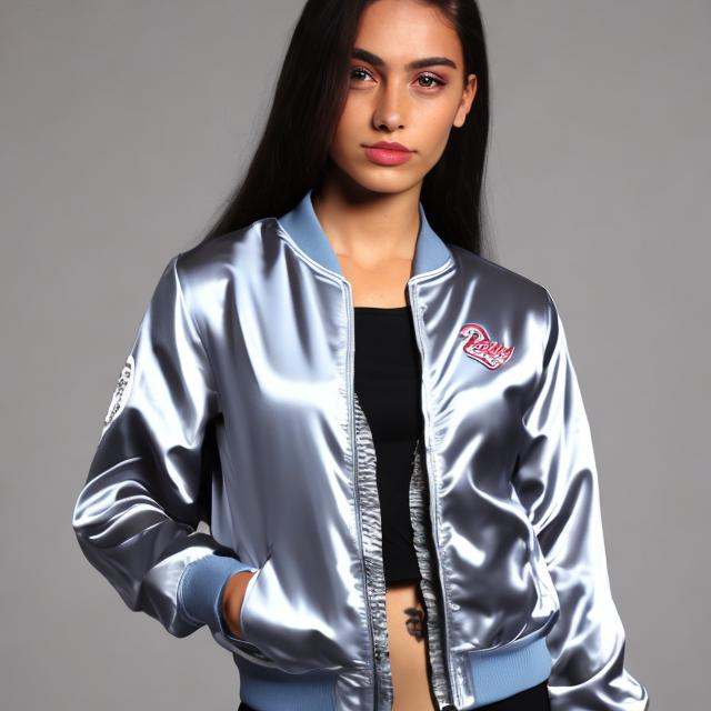 Prompt: Satin women bomber jacket