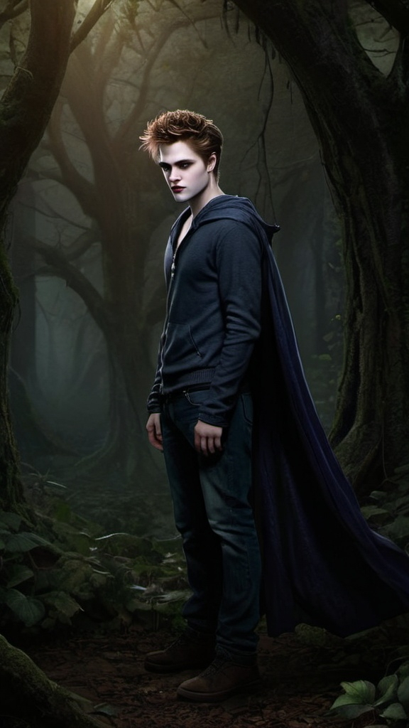 Prompt: Edward from twilight inspired dark fantasy photorealistic 