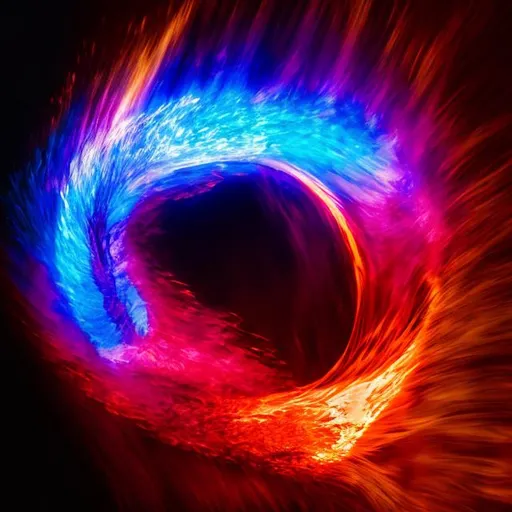 Prompt: Fire and water spinning around each other with a purple,red and blue aura behind it