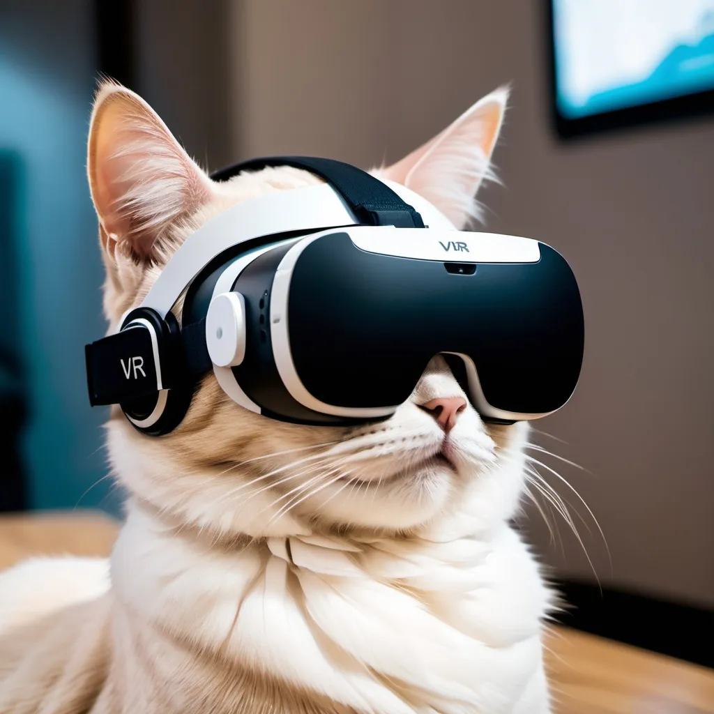 Prompt: a cat with vr on
