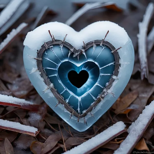 Prompt: A frozen cold heart
