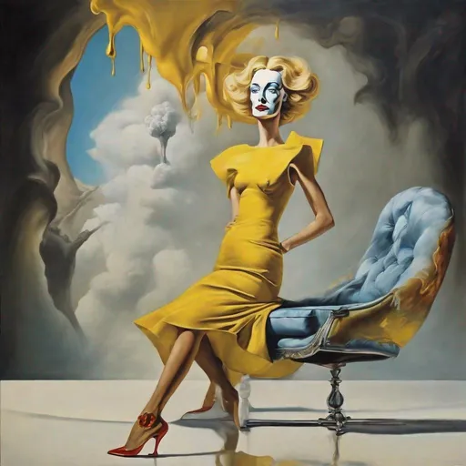 Prompt: Salvador Dalí style vision, surrealist, dreamlike, precise, melting donald trump in a dress and high heels