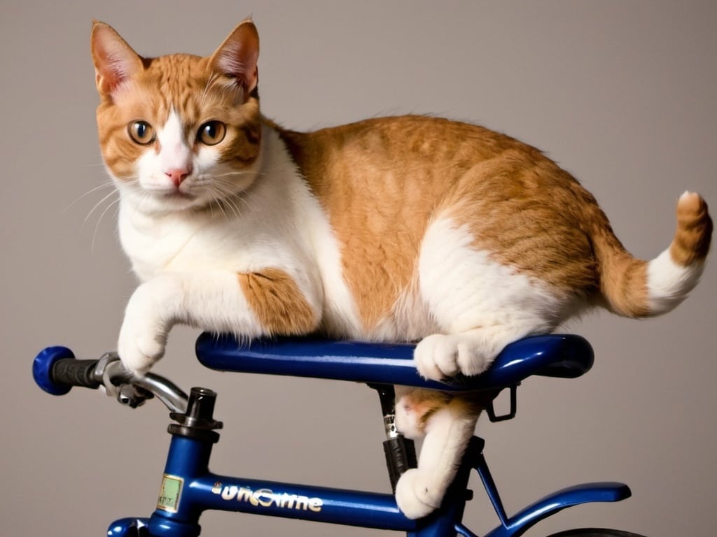 Prompt: Cat riding uni cycle