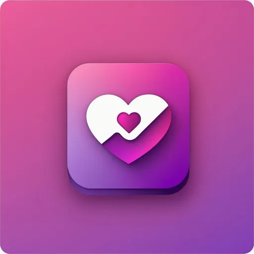 Prompt: Dating app mobile icon, lilac/magenta color scheme, modern and sleek design, heart symbol with a daring twist, minimalist approach, clean lines, high quality, modern, sleek design, minimalistic, lilac/magenta, icon, mobile app, daring twist, clean lines, modern and sleek, high quality