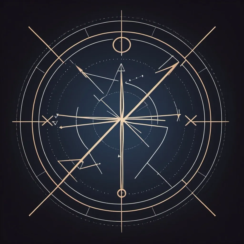 Prompt: Sagittarius signs corporated with lines and mathematical shapes 