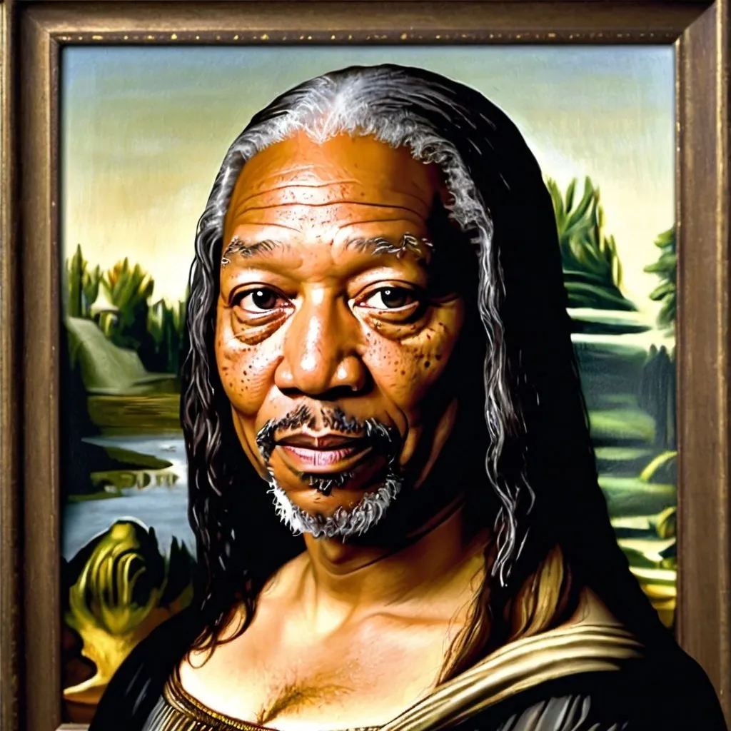 Prompt: Morgan freeman as the Mona Lisa 