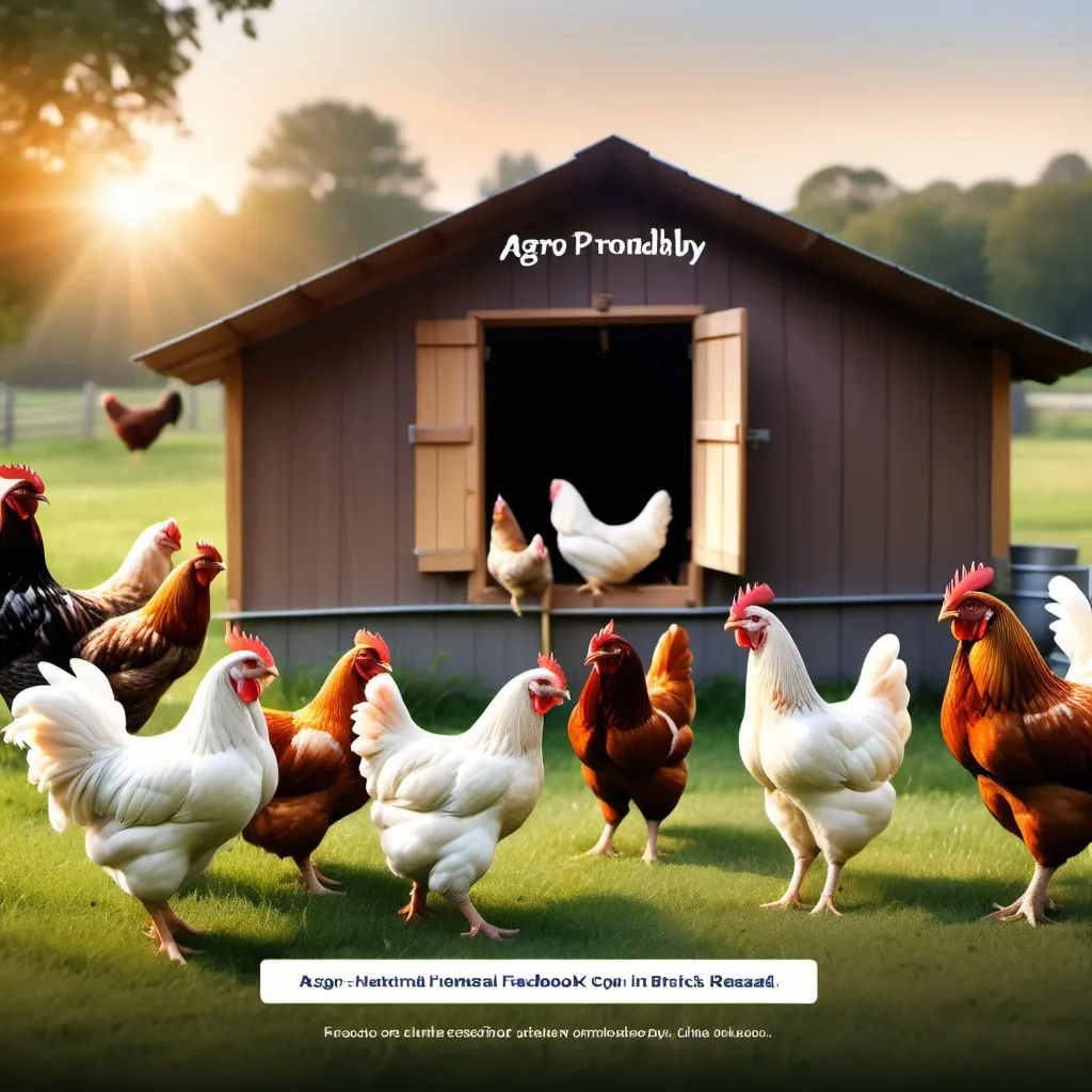 Prompt: "Create a professional Facebook cover (820x312px) featuring:

Rural homestead with traditional poultry coop
Various breeds of ornamental chickens and birds
Natural outdoor setting with morning light
Text overlay: 'AGRO INFO' prominently displayed
Clean, modern font for readability
Semi-transparent dark text background
Style: Natural, bright, welcoming atmosphere focusing on hobby farming"