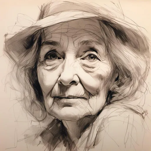 Prompt: <mymodel> pencil sketch of a face of a 50 year old woman