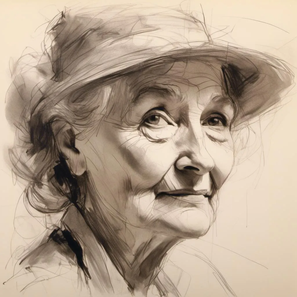 Prompt: <mymodel> pencil sketch of a face of a 50 year old woman