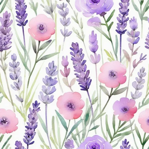 Prompt: (picturesque watercolor lavender and beautiful summer flowers), vibrant colors, ({colorful} summer blooms), artsy style, hand-painted look, delicate details, airy and light atmosphere, bright and cheerful mood, soft brush strokes, intricate floral patterns, light pinks, purples, and greens, (high-quality).