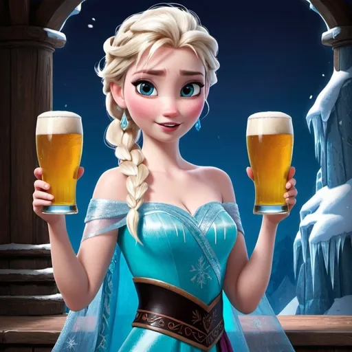 Prompt: elsa de frozen con toga y birrete