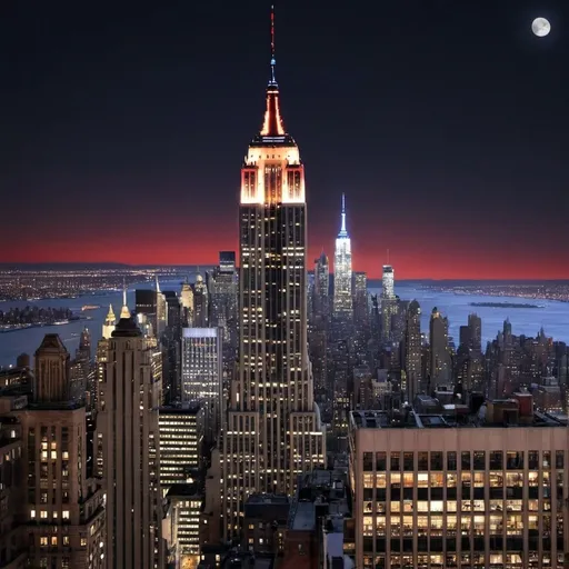 Prompt: live in apart,  city in New York, there is the Empire State Building and Doctor Stranger's Palace