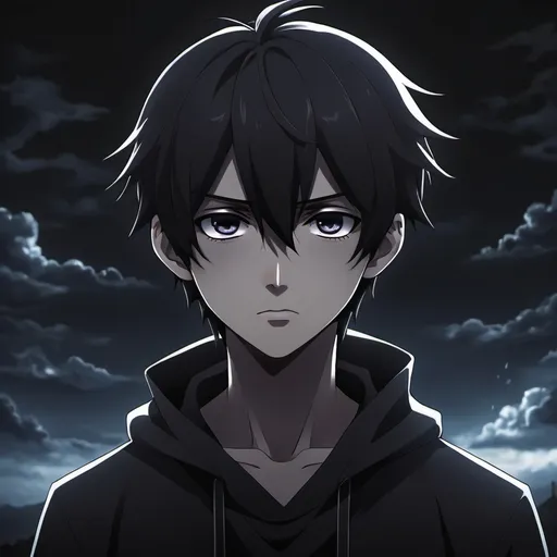 Prompt: Anime boy dark and gloomy 