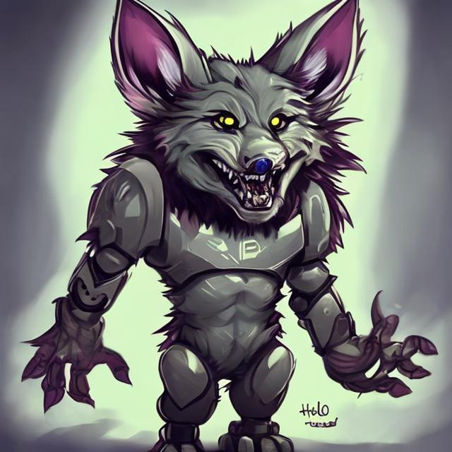 Prompt: hello I am a funny little cute werewolf robot