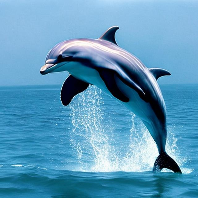 Prompt: A dolphin on the Air when drop from sea  water 