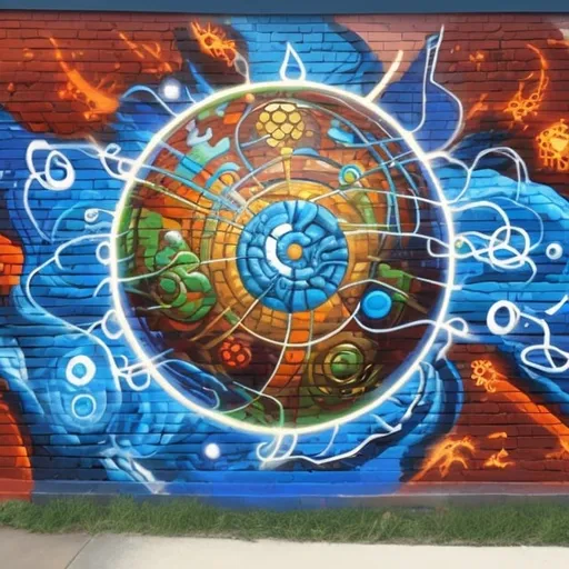 Prompt: wall graffiti art of celestials and the earth in the style of Jack Kirby