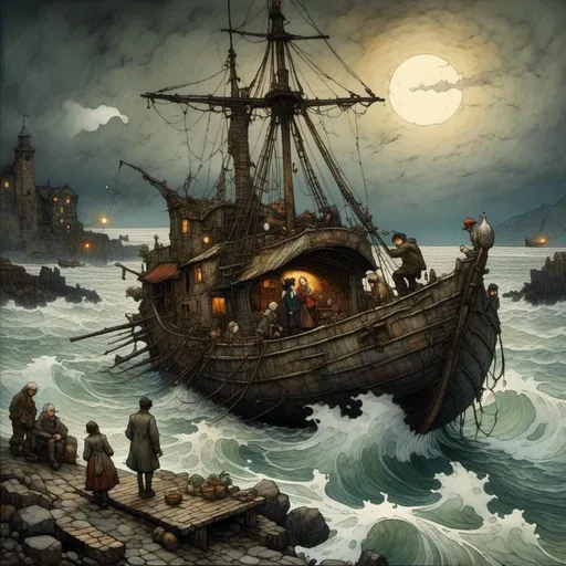 Prompt: <mymodel> Alianigen ship landing in Antarctica.Van Gogh style. extremely detailed.cinematographic light.midnight sun .storm. Waterhouse style. 

gorgona.linda.transparent dress. Mucha.arte nova.dali. 

((village)) during stormy night. Dali, Waterhouse, Rembrandt stile
