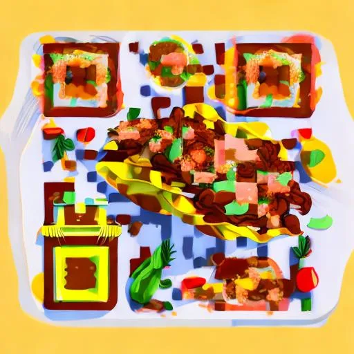 Prompt: A animated taco food sorrounded with tomato sauce and mustard sauce