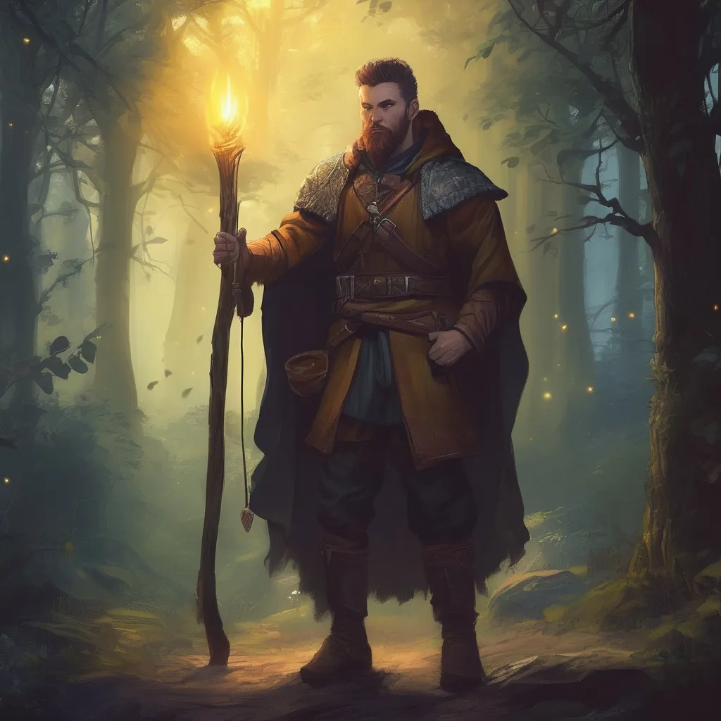 Prompt: (Full body) male large albanian druid with short-cut hair and beard, casting a magical spell, outside of a forest at night, pathfinder, d&d setting, in a realistic digital art style