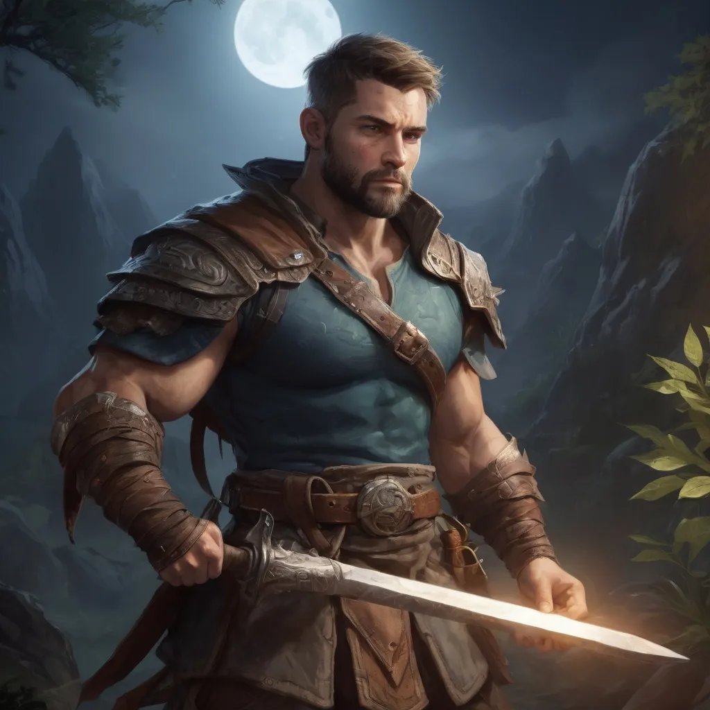 male stocky fat muscular ranger-fighter with short...