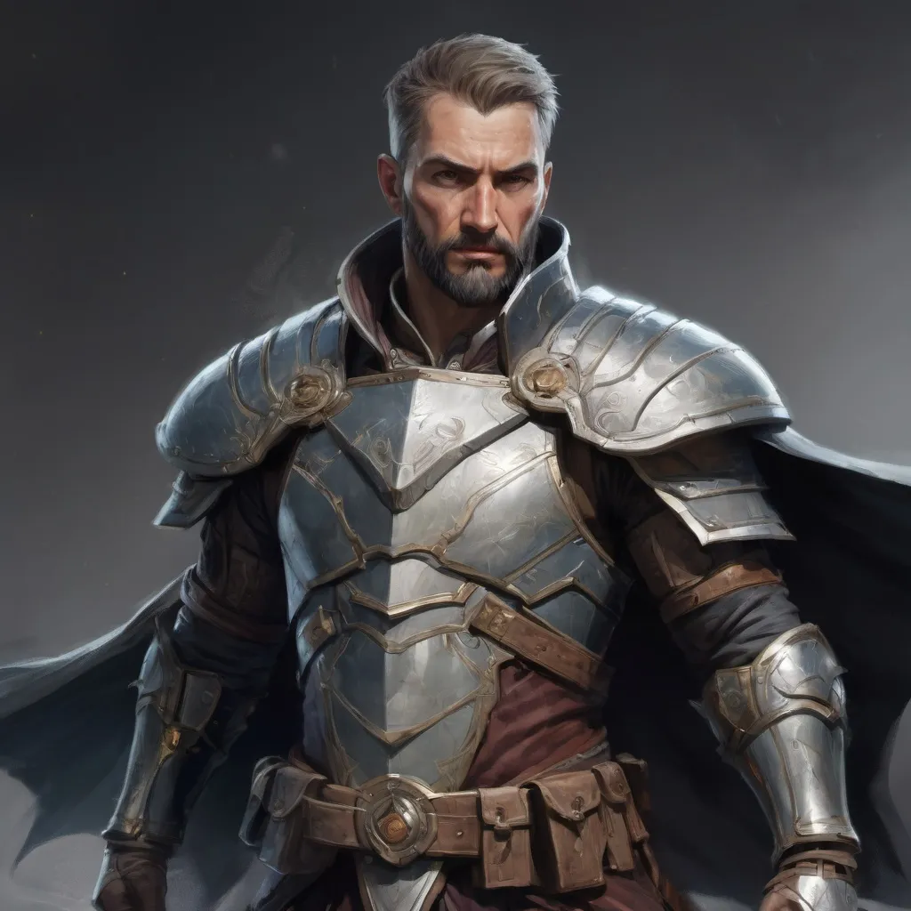 Prompt: (torso) Male heavy-set mature fit magical Paladin with short-cut hair and beard, holding fantasy-weapon, in movement, in a windy battlefield, pathfinder, d&d setting, enhanced shadow quality