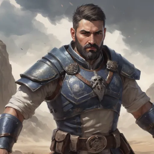 Prompt: (torso) Male heavy-set mature fit Cleric with short-cut hair and beard, casting healing-magic out of hands on a wounded male warrior with short hair and a beard, in a windy battlefield, pathfinder, d&d setting, enhanced shadow quality, colorful
