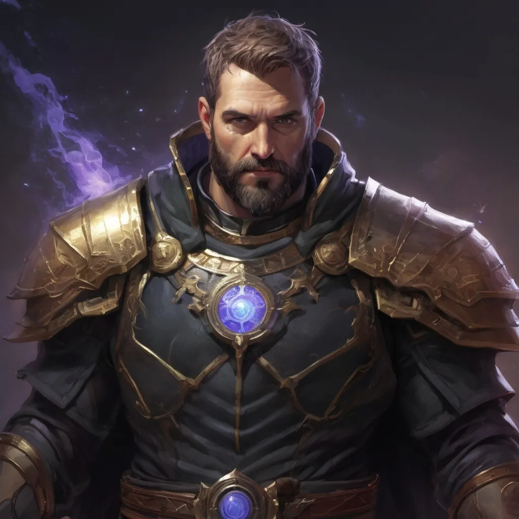 Prompt: (Torso) Male stocky large mature holy-paladin with short-cut hair and beard, exploring a dark magic dimention, surrounded by bright magic, pathfinder, d&d setting, in a realistic high quality digital art style, enhanced shadow quality, colorful