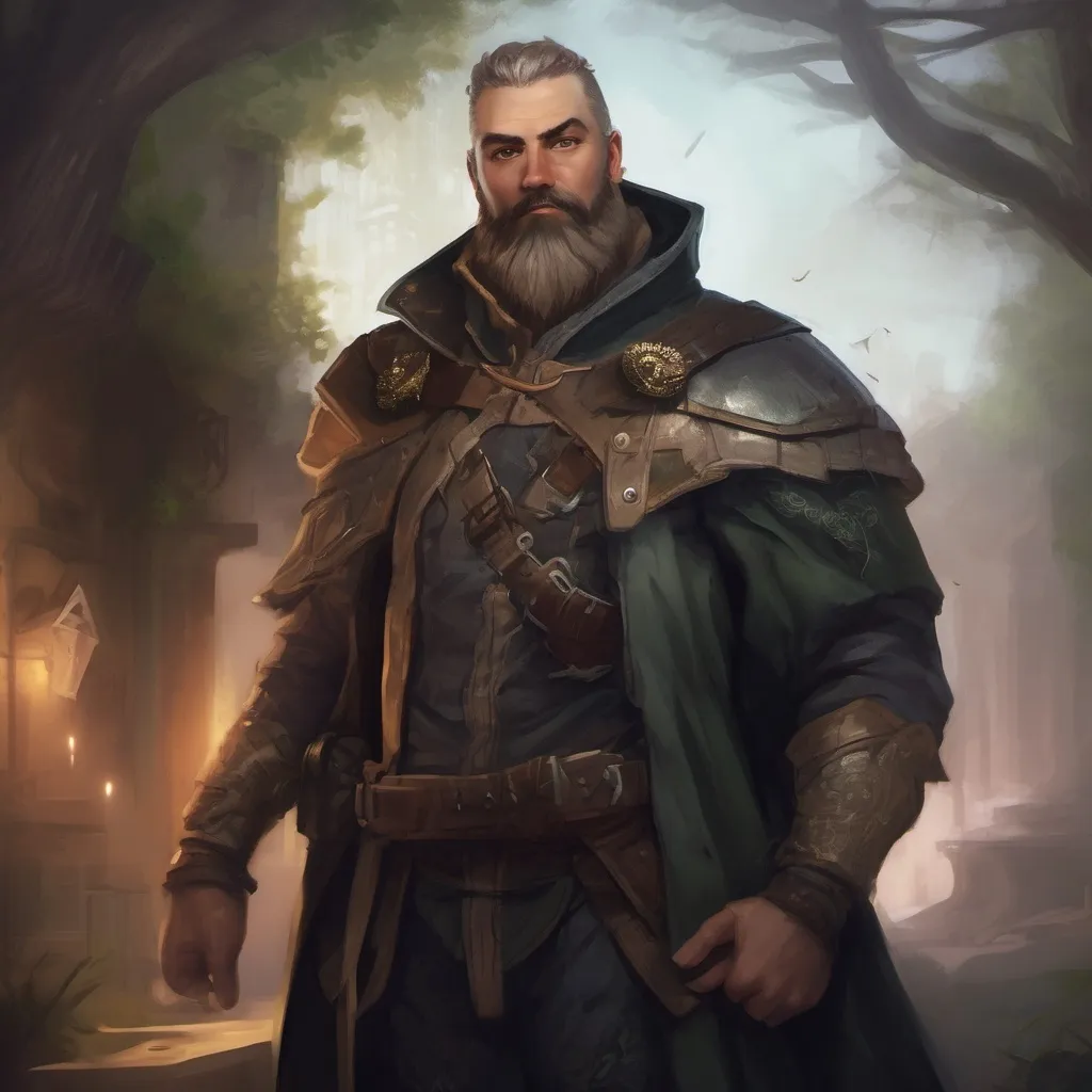 Prompt: (Full body) male stocky big-chested Noble thief with blonde short hair and beard, in nature at night, pathfinder, d&d setting, in a realistic digital art style