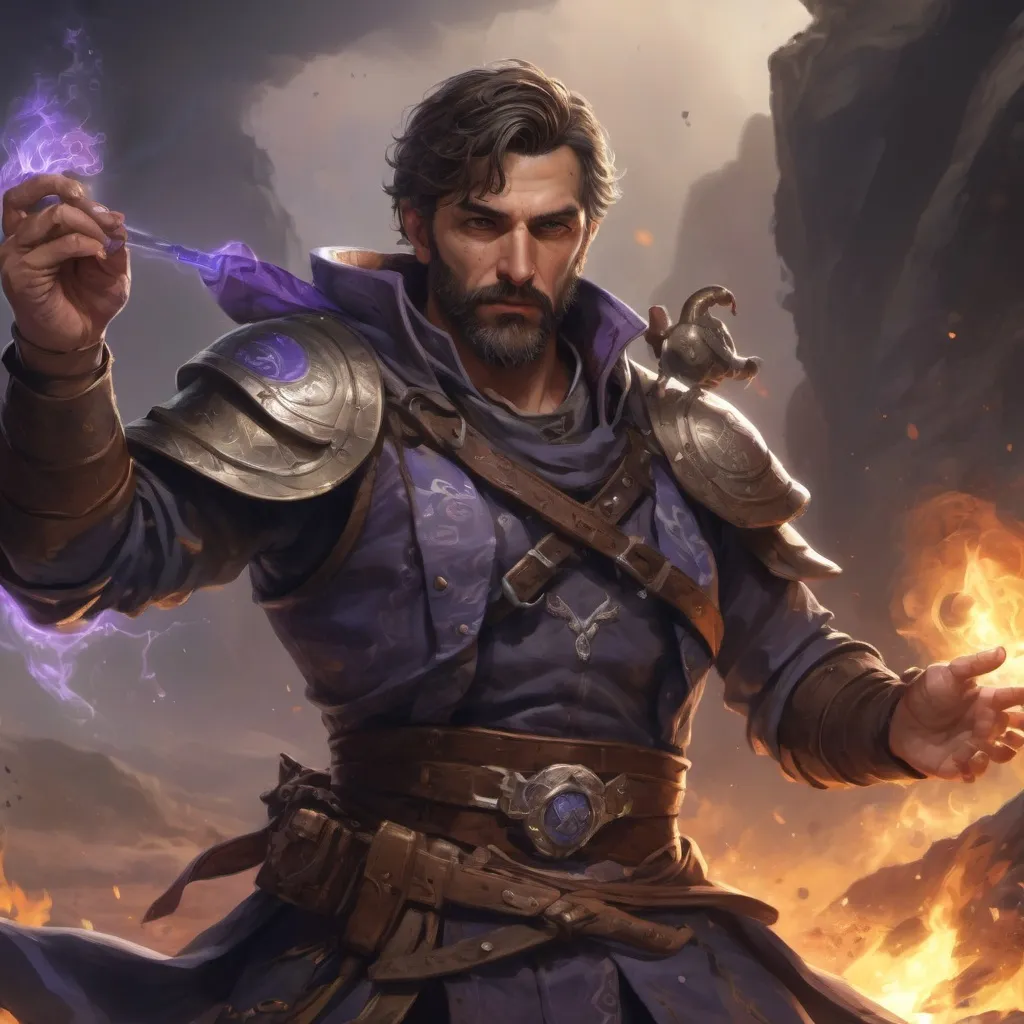 Prompt: Male stocky greek beefy mature arcane-alchemist with short-cut hair and beard, on a battlefield, in combat, holding a magic-potion, pathfinder, d&d setting, realistic high quality, enhanced shadow quality