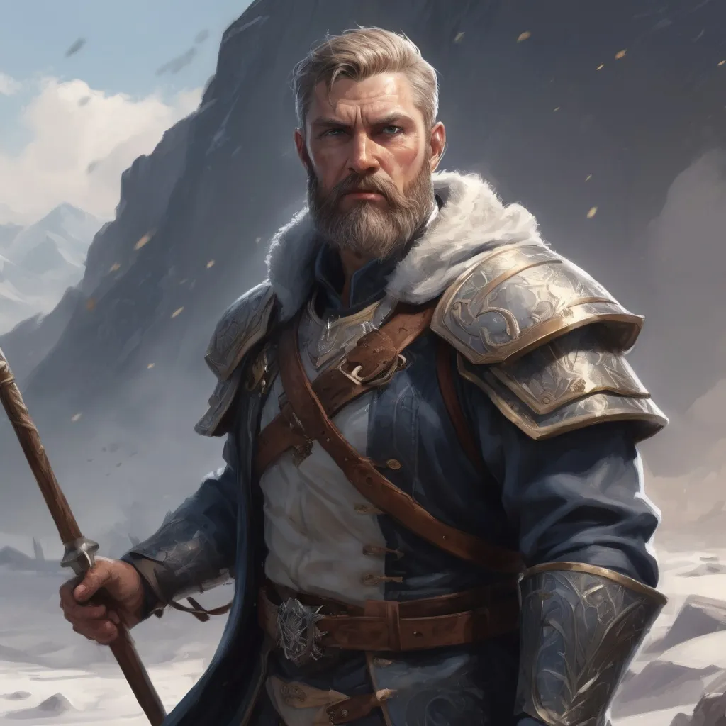 Prompt: Male stocky heavy-set finnish royal magus with short-cut hair and beard, on a windy battlefield, pathfinder, d&d setting, in a realistic high quality digital art style, enhanced shadow quality