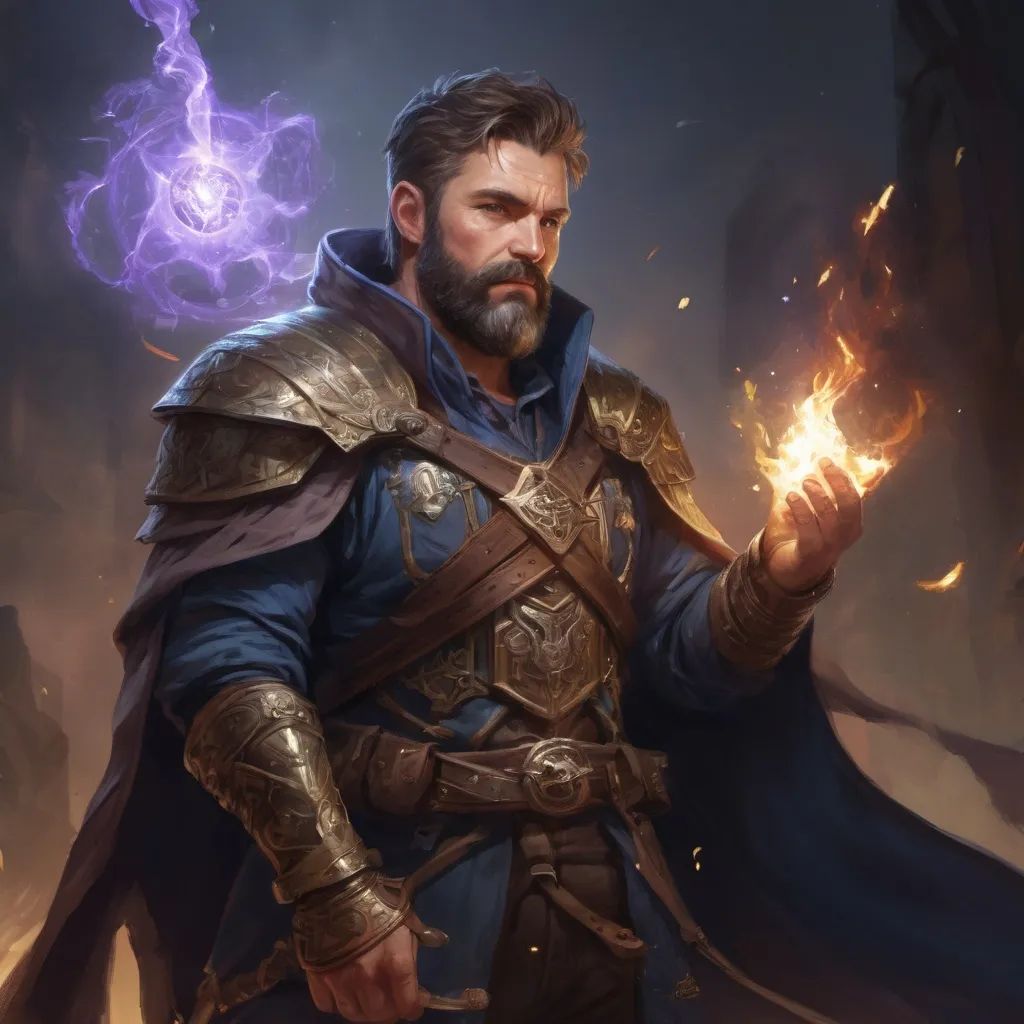 Prompt: Male stocky mature maguswith short-cut hair and beard, in combat casting magic, inside of an astral magical dimention, pathfinder, d&d setting, in a realistic high quality digital art style, enhanced shadow quality