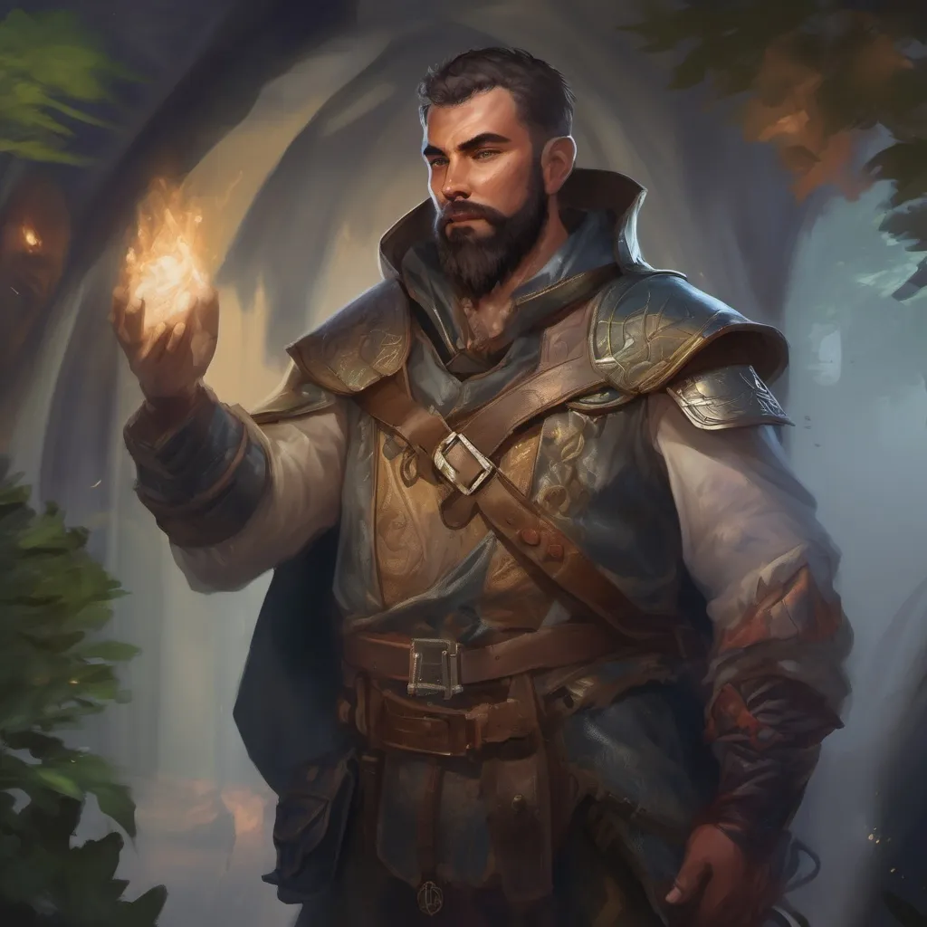 Prompt: (Full body) male stocky fantasy-ranger with short salt and pepper hair and beard, casting an nature spell, in nature at night, pathfinder, d&d setting, in a realistic digital art style