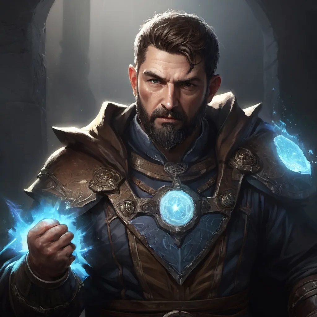 Prompt: (head and torso) Male stocky large mature cleric with short-cut hair and beard, engaged in combat casting a prismatic-light spell inside of a dark dungeon, pathfinder, d&d setting, in a realistic high quality digital art style, enhanced shadow quality