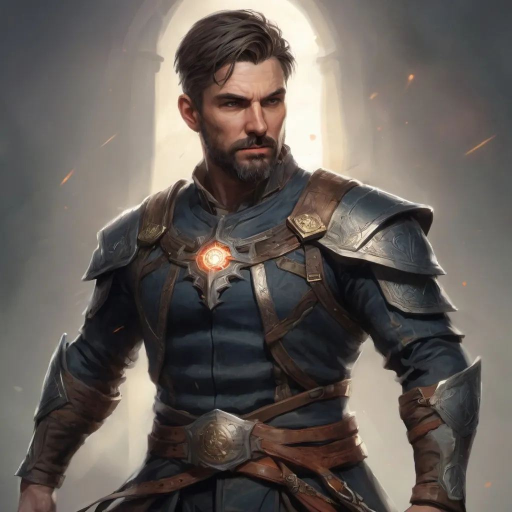 Prompt: (torso) Male stocky large fit 37-year old warlock with short-cut hair and beard, casting a magic-ray out of hands in a windy path, pathfinder, d&d setting, in a realistic high quality digital art style, enhanced shadow quality