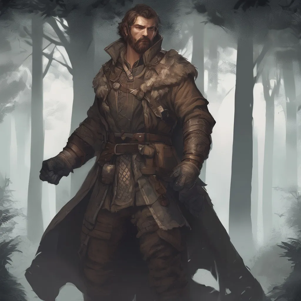 Prompt: (Full body) male handsome stocky  raider with short-cut hair and beard, outside of  a forest at night, pathfinder, d&d setting, in a realistic high quality digital art style