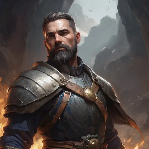 Prompt: Male heavy-set mature fit Cleric with short-cut hair and beard, casting healing-magic out of hands on a wounded male warrior with short hair and a beard, in a windy battlefield, pathfinder, d&d setting, enhanced shadow quality