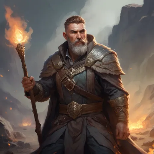 Prompt: Male stocky mature muscular druid with short-cut hair and beard, on a battlefield, in combat, Casting a spell, pathfinder, d&d setting, in a realistic high quality digital art style, enhanced shadow quality, colorful