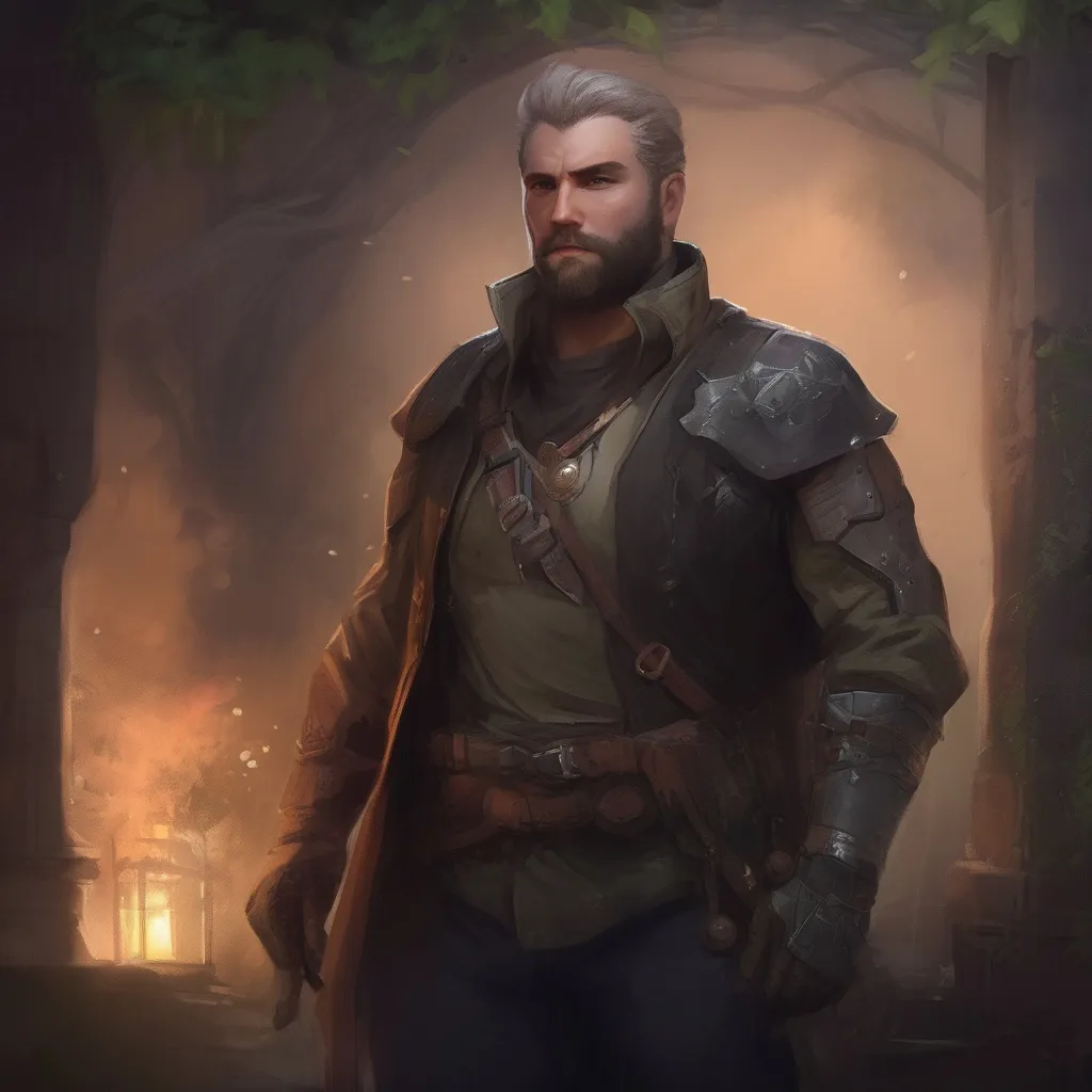 Prompt: (Full body) male stocky big-chested Noble thief with blonde short hair and beard, in nature at night, pathfinder, d&d setting, in a realistic digital art style