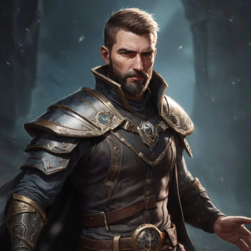 Prompt: (torso) Male stocky large fit 37-year old warlock with short-cut hair and beard, casting a magic-ray out of hands in a windy path, pathfinder, d&d setting, in a realistic high quality digital art style, enhanced shadow quality