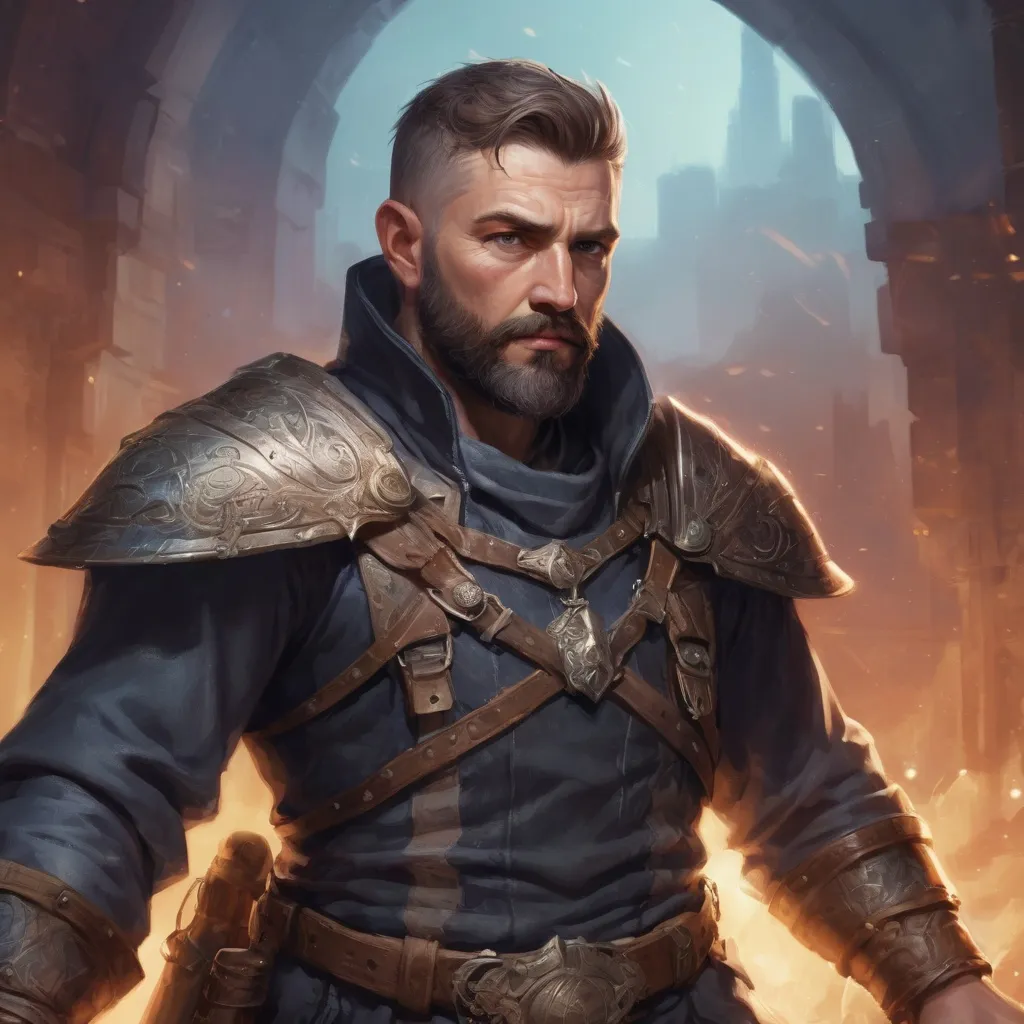 Prompt: Male stocky mature maguswith short-cut hair and beard, in combat casting magic, inside of an astral magical dimention, pathfinder, d&d setting, in a realistic high quality digital art style, enhanced shadow quality
