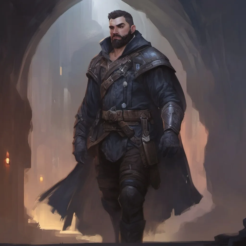 Prompt: (Full body) male stocky big-chested bandit with short hair and beard, no shirt on, in a dark castle, pathfinder, d&d setting, in a realistic digital art style