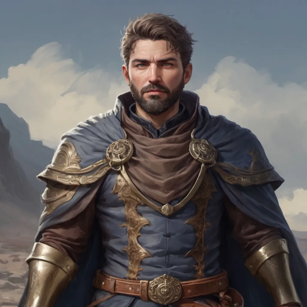 Prompt: Male stocky heavy-set italian royal magus with short-cut hair and beard, on a windy battlefield, pathfinder, d&d setting, in a realistic high quality digital art style, enhanced shadow quality