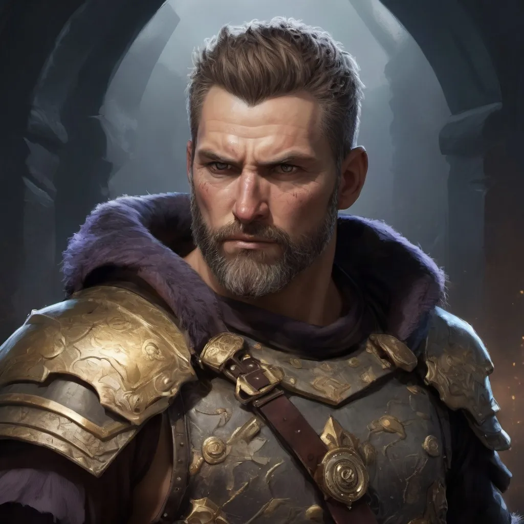 Prompt: (torso) Male stocky large mature belgian warrior with short-cut hair and beard, exploring a dark astral dimention, pathfinder, d&d setting, in a realistic high quality digital art style, enhanced shadow quality, colorful