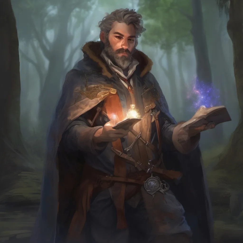 Prompt: (Full body) male stocky large magical young wirzard with short-cut salt and pepper hair and beard, casting a magical spell, in nature in the dark, cloak, pathfinder, d&d setting, in a realistic digital art style