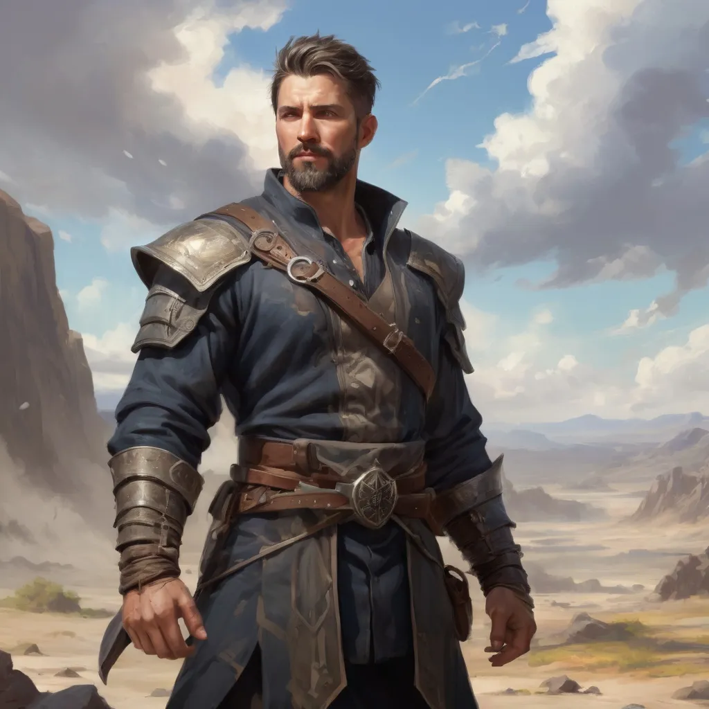 Prompt: (head and torso) Male heavy-set fit 30-year old hunky sorcerer with short-cut hair and beard, holding magic-spell, on a windy battlefield, pathfinder, d&d setting, enhanced shadow quality