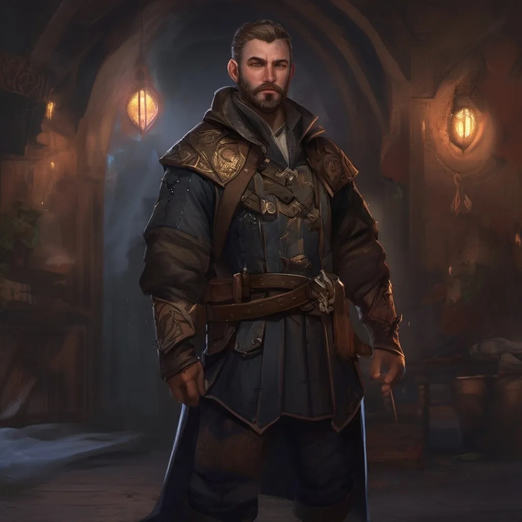 Prompt: (Full body) male stocky Noble thief with blonde short hair and beard, in nature at night, pathfinder, d&d setting, in a realistic digital art style