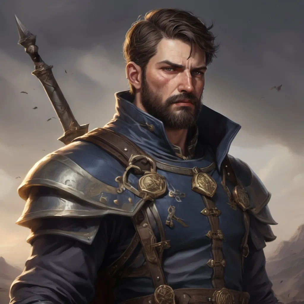 Prompt: Male stocky heavy-set italian royal magus with short-cut hair and beard, on a windy battlefield, pathfinder, d&d setting, in a realistic high quality digital art style, enhanced shadow quality