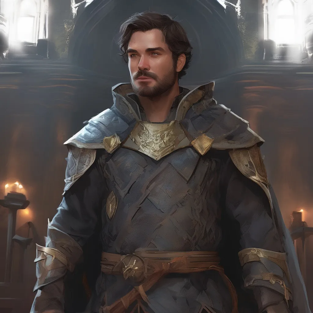 Prompt: (Full body) Ian harding with short-cut hair and beard, in a dark magic temple dungeon, wearing big shoulderguards, pathfinder, d&d setting, in a realistic digital art style